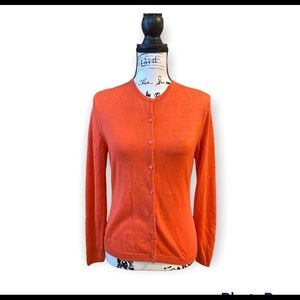 August Silk knit cardigan, bright Orange silk, size L